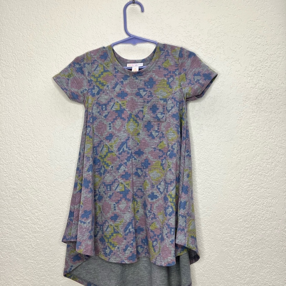 LuLaRoe Kids Casual Dress - Blue and Green Pattern
